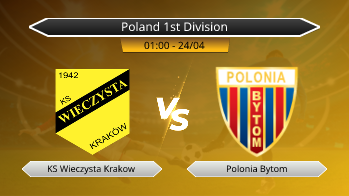 Poland 1st Division KS Wieczysta Krakow VS Polonia Bytom