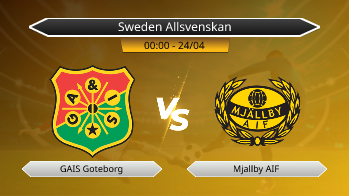 Sweden Allsvenskan GAIS Goteborg VS Mjallby AIF