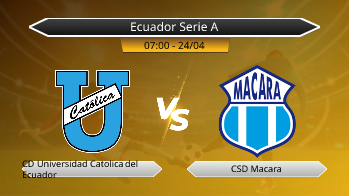 Ecuador Serie A CD Universidad Catolica del Ecuador VS CSD Macara
