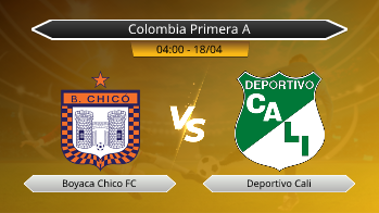 Colombia Primera A Boyaca Chico FC VS Deportivo Cali