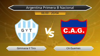 Argentina Primera B Nacional Gimnasia Y Tiro VS CA Guemes