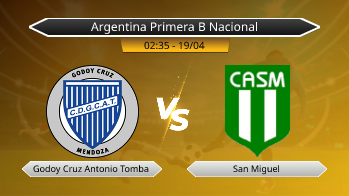 Argentina Primera B Nacional Godoy Cruz Antonio Tomba VS San Miguel