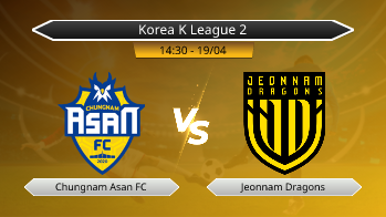 Korea K League 2 Chungnam Asan FC VS Jeonnam Dragons