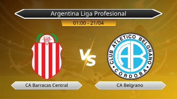 Argentina Liga Profesional CA Barracas Central VS CA Belgrano