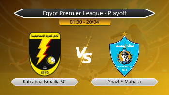 Egypt Premier League - Playoff Kahrabaa Ismailia SC VS Ghazl El Mahalla