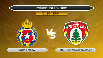 Poland 1st Division Wisla Krakow VS MKS Puszcza Niepolomice