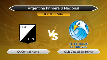 Argentina Primera B Nacional CA Central Norte VS Club Ciudad de Bolivar