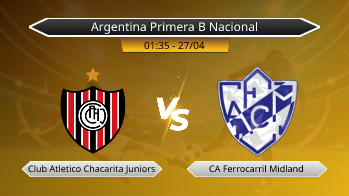 Argentina Primera B Nacional Club Atletico Chacarita Juniors VS CA Ferrocarril Midland