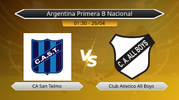 Argentina Primera B Nacional CA San Telmo VS Club Atletico All Boys