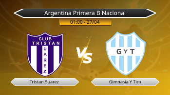 Argentina Primera B Nacional Tristan Suarez VS Gimnasia Y Tiro