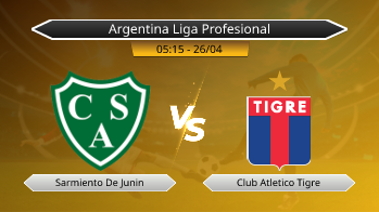 Argentina Liga Profesional Sarmiento De Junin VS Club Atletico Tigre