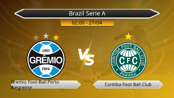 Brazil Serie A Gremio Foot-Ball Porto Alegrense VS Coritiba Foot Ball Club