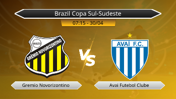 Brazil Copa Sul-Sudeste Gremio Novorizontino VS Avai Futebol Clube