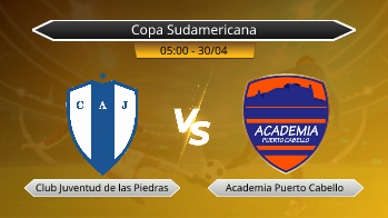 Copa Sudamericana Club Juventud de las Piedras VS Academia Puerto Cabello