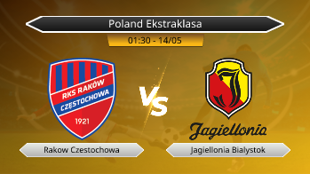 Poland Ekstraklasa Rakow Czestochowa VS Jagiellonia Bialystok