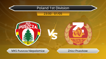 Poland 1st Division MKS Puszcza Niepolomice VS Znicz Pruszkow