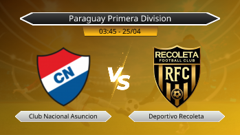 Paraguay Primera Division Club Nacional Asuncion VS Deportivo Recoleta
