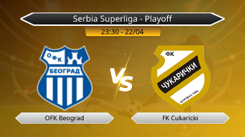 Serbia Superliga - Playoff OFK Beograd VS FK Cukaricki