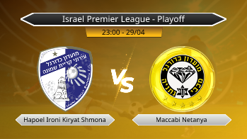 Israel Premier League - Playoff Hapoel Ironi Kiryat Shmona VS Maccabi Netanya