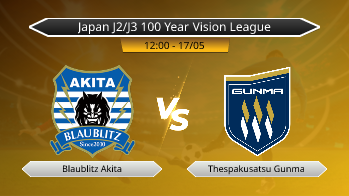 Japan J2/J3 100 Year Vision League Blaublitz Akita VS Thespakusatsu Gunma