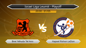 Israel Liga Leumit - Playoff Bnei Yehuda Tel Aviv VS Hapoel Rishon LeZion
