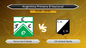 Argentina Primera B Nacional Ferro Carril Oeste VS CA Central Norte
