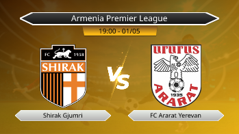 Armenia Premier League Shirak Gjumri VS FC Ararat Yerevan
