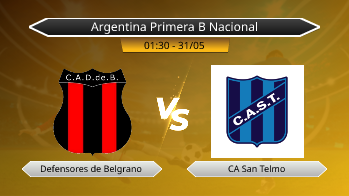 Argentina Primera B Nacional Defensores de Belgrano VS CA San Telmo